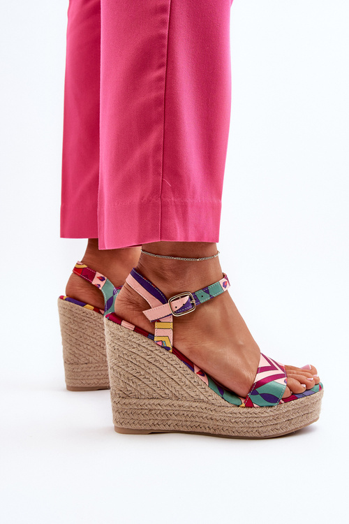 Vzorované sandály na klíně z proutěného proužku v multikolorovém Anihazra