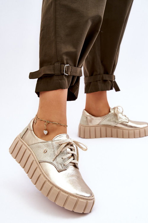 Zazoo 10128 Kožené Topánky na Platforme Zlaté