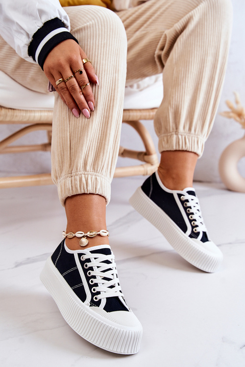 Nízke tenisky na platforme Black Mischa