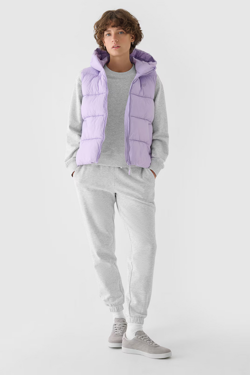 Dámský Péřový Bezrukávník S Kapucí Fialový 4F 4FWAW24TVJAF141-52S