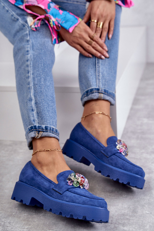 Dámské semišové boty s zdobením modre Britt