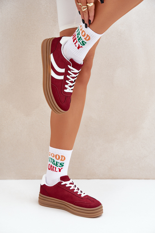 Stylové sneakersy na platformě bordové Doriwa
