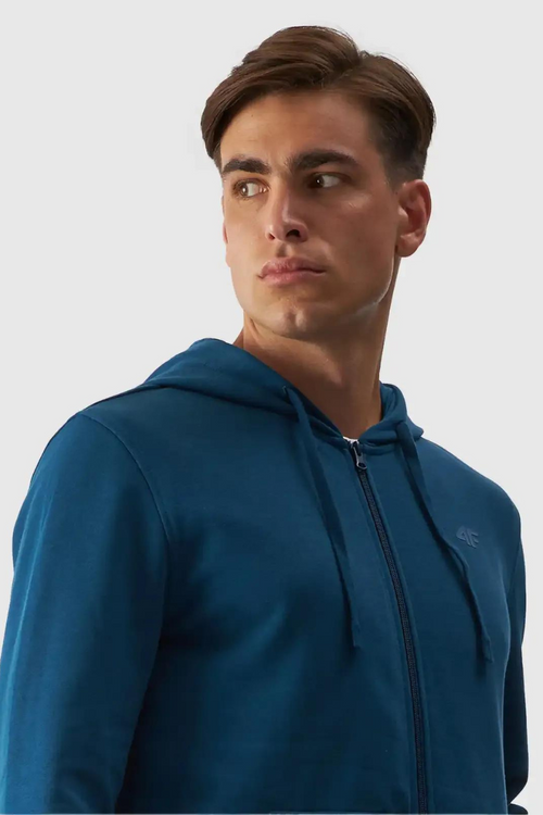 Pánska Mikina S Kapucňou Zipsová 4F Tyrkysová 4FWAW24TSWSM1256-46S