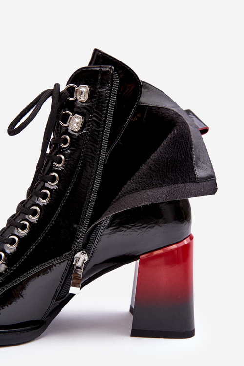 Varnished topánky na post-šnurovaní D&A MR870-06 čierna