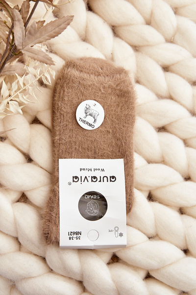 Teplé Hladké Dámske Ponožky Alpaka Bežové
