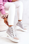 Strieborné kožené topánky