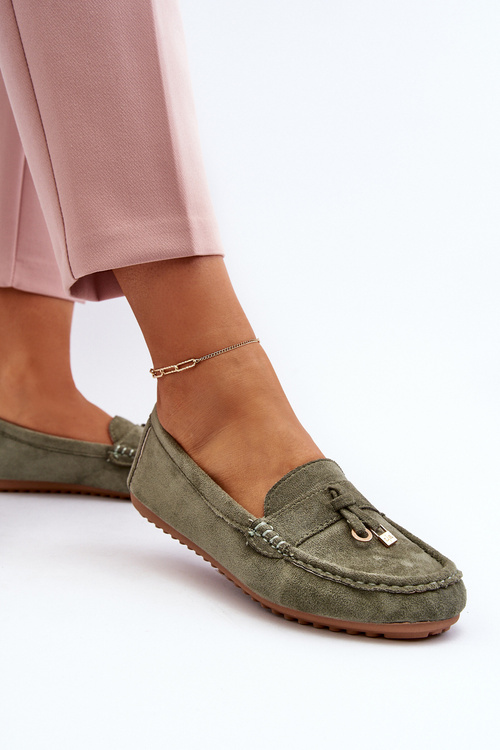 Dámské Zamszové Klasické Mokasíny Zelené Ontala