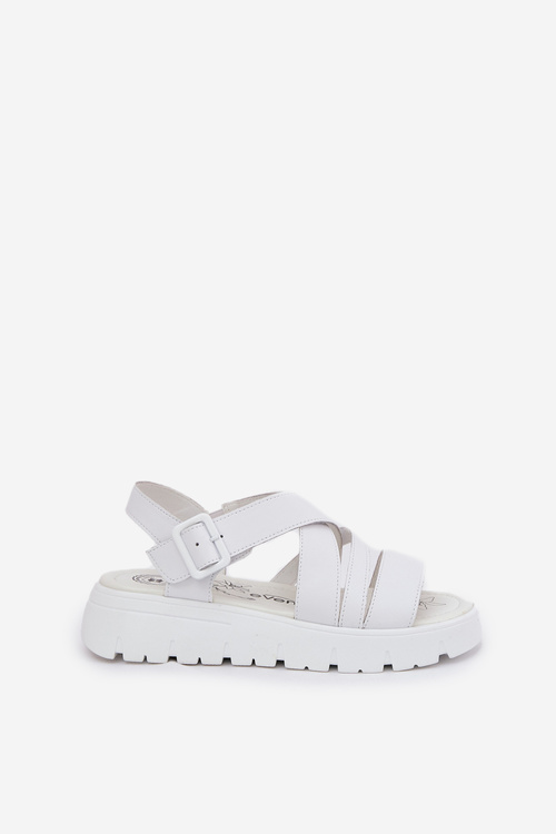 Dámske Kožené Sandále Na Platforme S Prackou Bílé Selianae