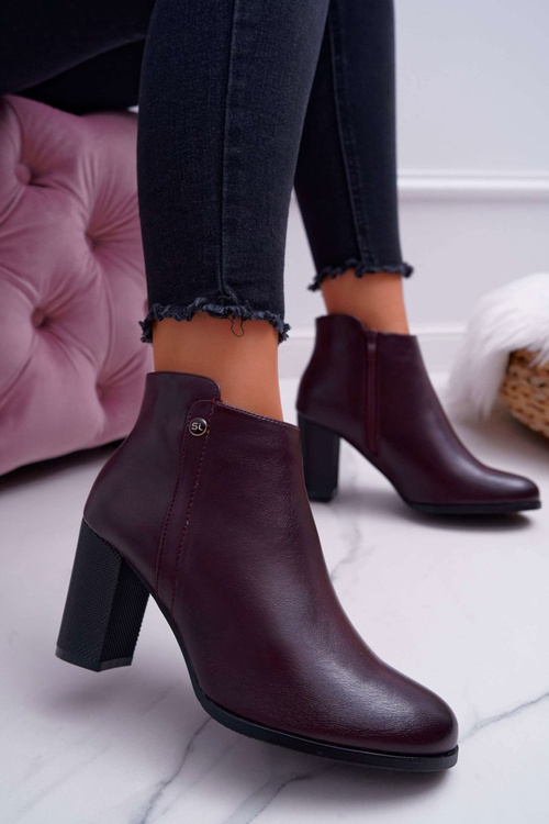 Dámské Kotníkové Boty Na Podpatku Sergio Leone burgundské BT518
