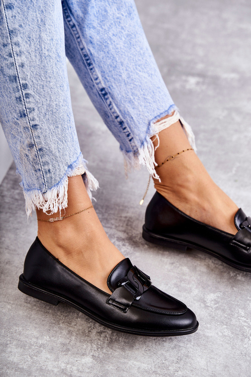 Dámske kožené mokasíny s dekoráciou čierna Kerrie