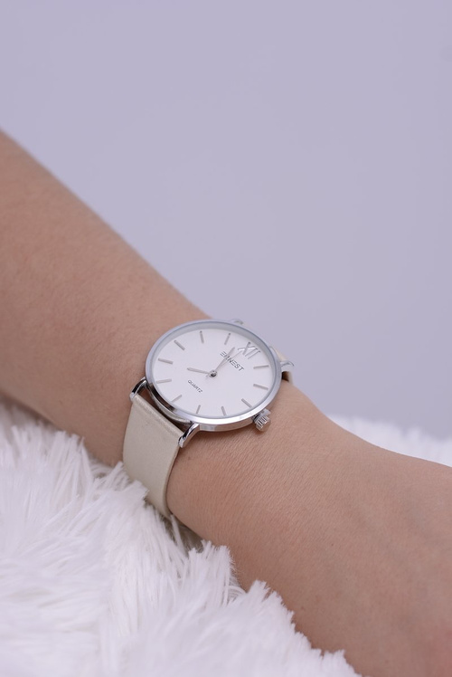 Kožené béžové dámske pearl hodinky Ernest