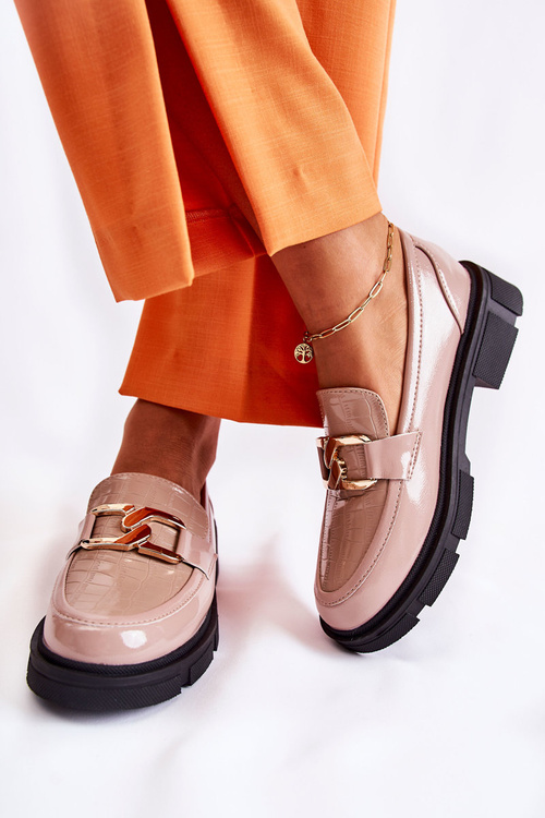 Módní kožené mokasíny Béžová Loveliness