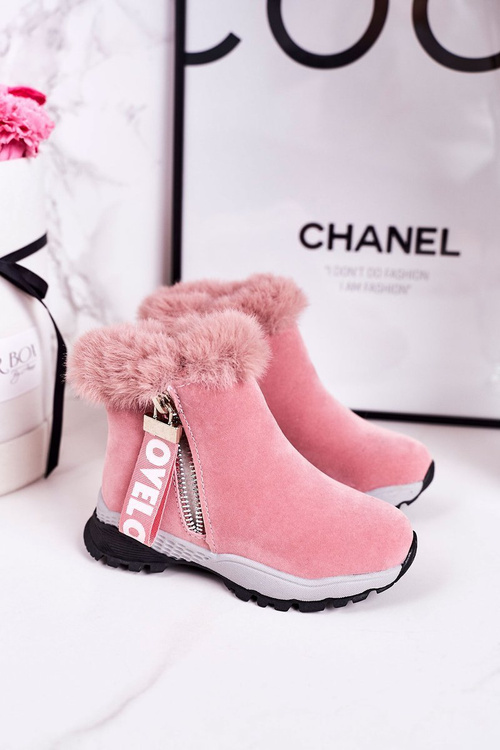 Dětské Teplé Boty Snehule S Kožešinou Růžové Love-Love