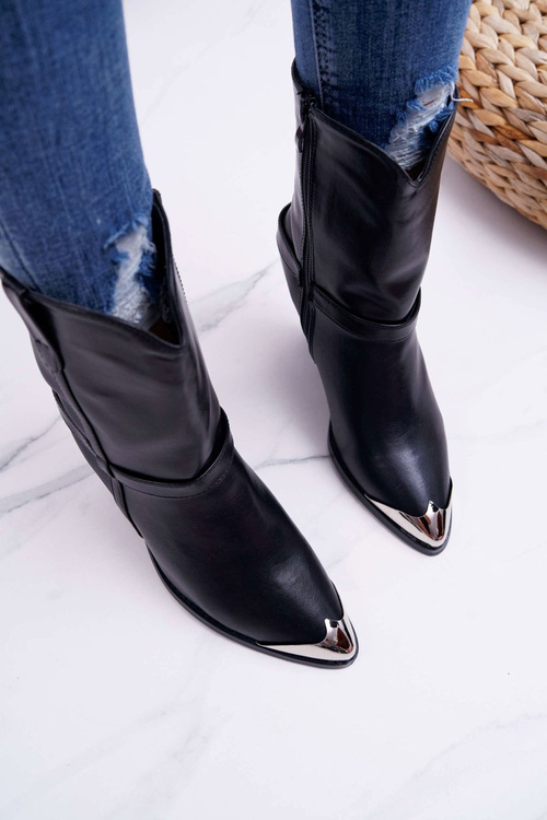 Dámské Kotníkové Boty Na Podpatku Černé Make Feel