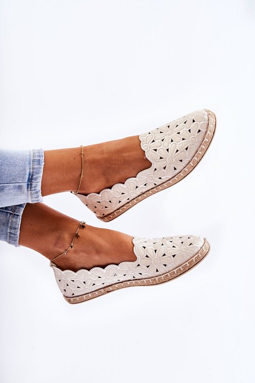 Dámske bielé kvetinové slip-on baleríny Vennice