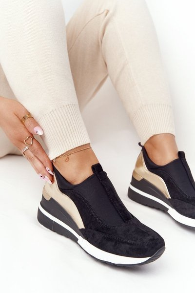 Klínové Tenisky Sneakers Vinceza 10593 černá-Zlatá