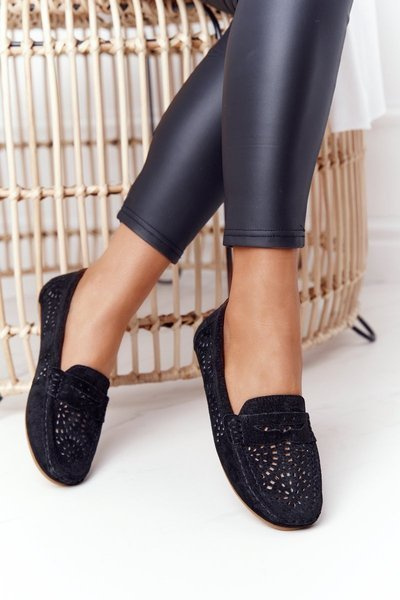 Dámske otvorené diela Moccasins S. Barski Black