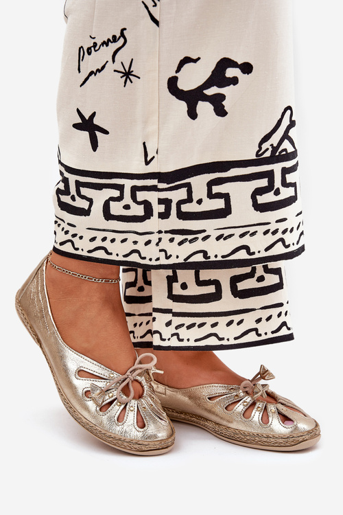 Ploché baleríny z přírodní kůže Zazoo 10179 zlaté