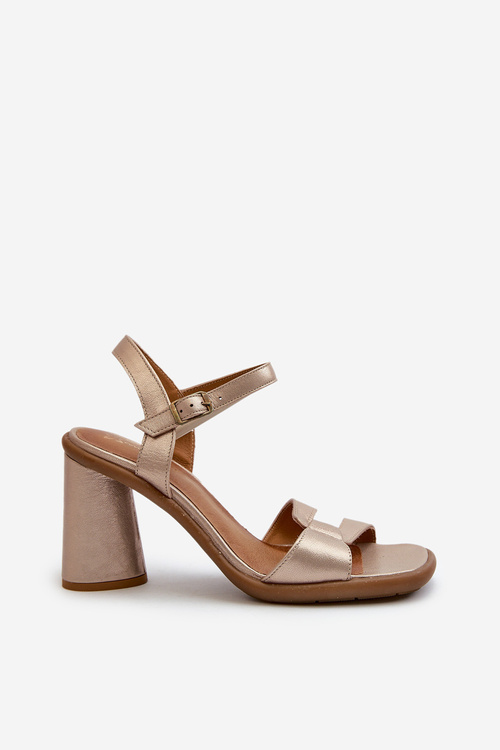 Kožené sandály na podpatku Maciejka 06029-25 Zlaté