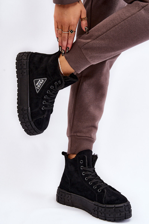 Vysoko izolované semišové čierne tenisky Evren