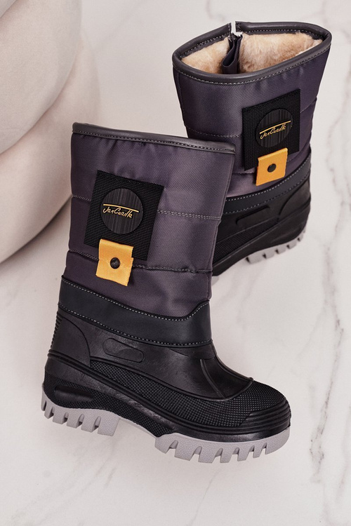 Detské snehové topánky izolované šedou kožušinou Rubbi