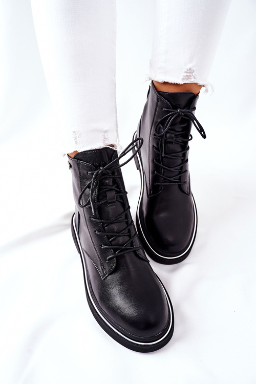 Dámske kožené topánky Goe II2N4014 čierna