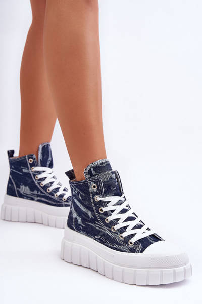 Dámské vysoké materiálové tenisky granátové Degas