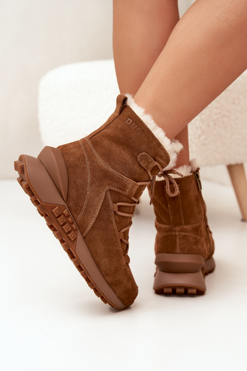 Dámské Sněhule Z Semiše S Kožíškem Big Star SS274318 Hnědé