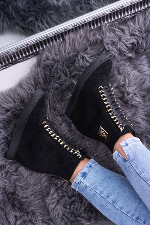 Dámská Obuv Sneakers Lu Boo Semišové Tenisky Černé Monica