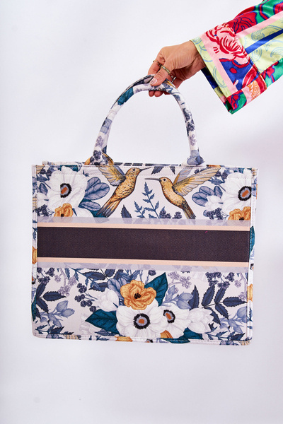 Veľká klasická taška v tlačenej bielej a zelenej micola