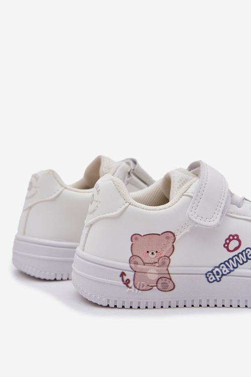 Dětské tenisky na suchý zip s medvídkem bílé Callexia