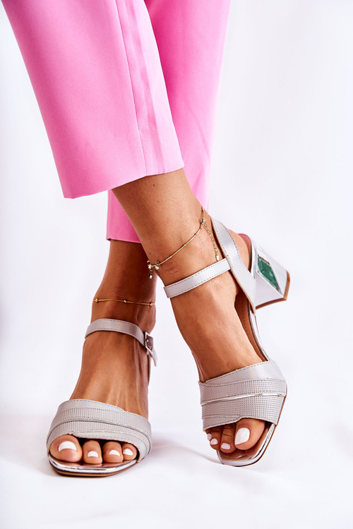 Kožené Sandály Na Baru Ve stříbrný Corane