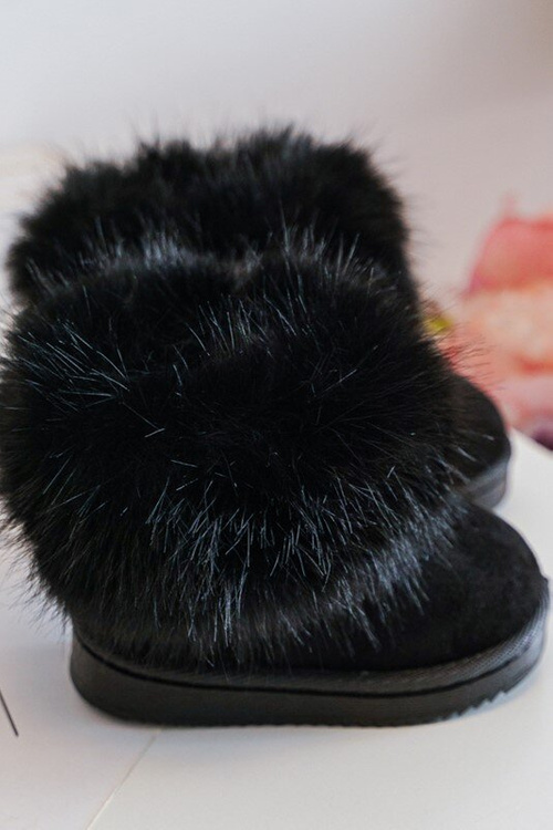 Detské izolované topánky Snehové topánky s kožušinou Black Nohie