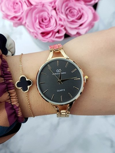Dámske hodinky Giorgio a Dario Golden Large Black Debby Shield