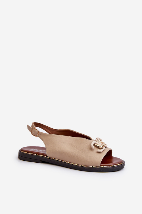 Dámské sandály na ploché podrážce s ozdobou béžové Loraeleh