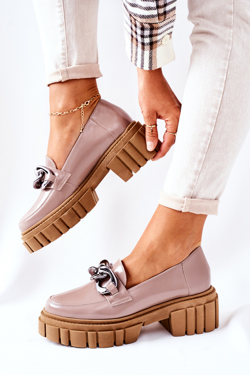 Dámské Boty Loafers Kůže Cappuccino Laura Messi 2339