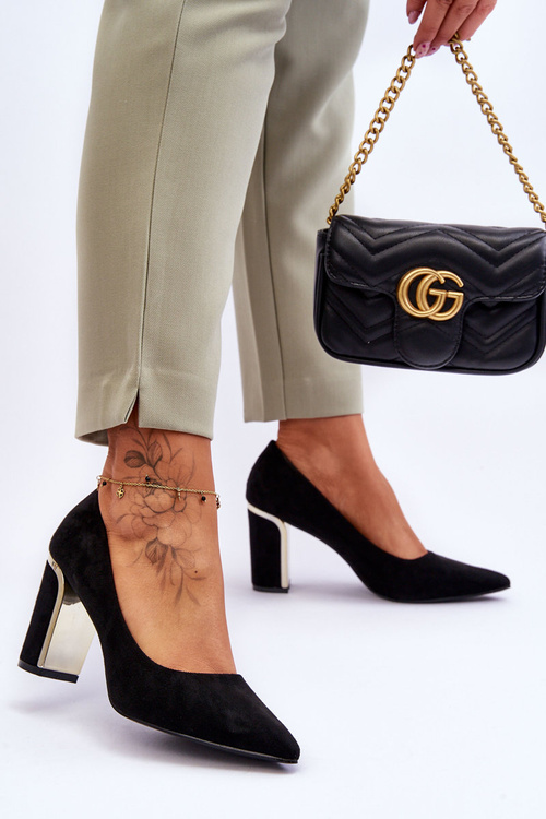 Klasické semiš lodičky Na Ozdobném Podpatku Černá Elizabeth