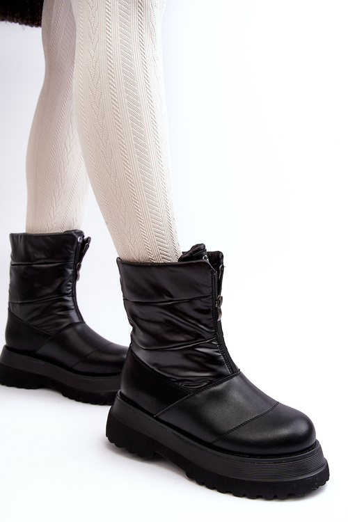 Dámske snehové topánky na hrubej podrážke s čiernym posúvačom Goe MM2N4078