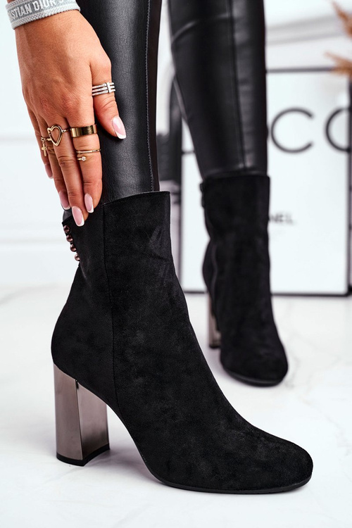 Dámské Kotníkové Boty Na Podpatku Černé Trens