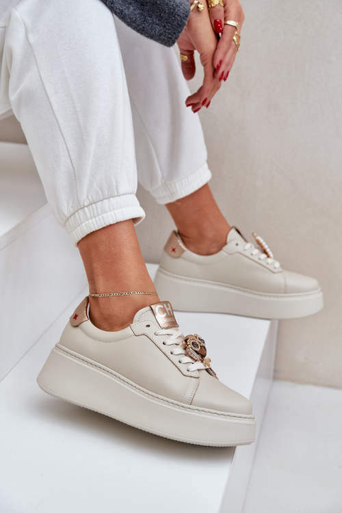 Dámske Kožené Sneakers CheBello 4411 Svetlo Béžové