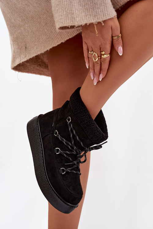 Dámské sněhule na platformě s šněrováním černé Roselya