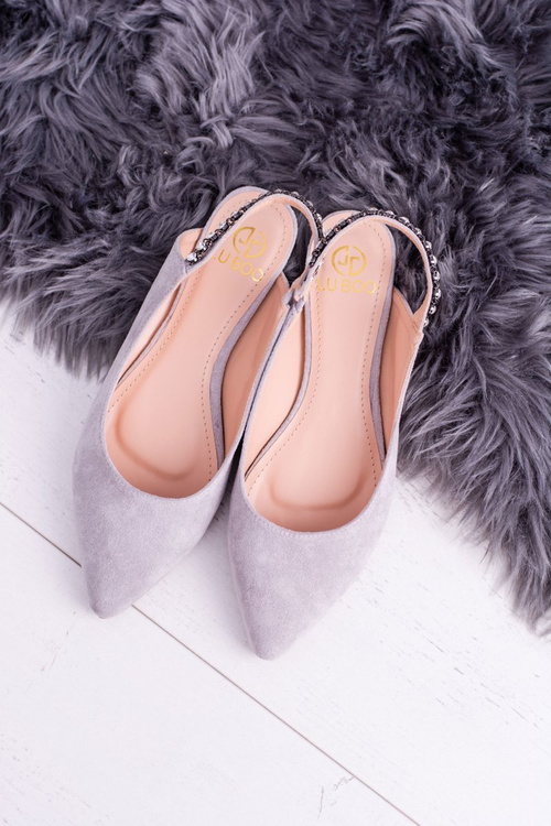 Lu Boo šedé Suede Ballerinas Macron