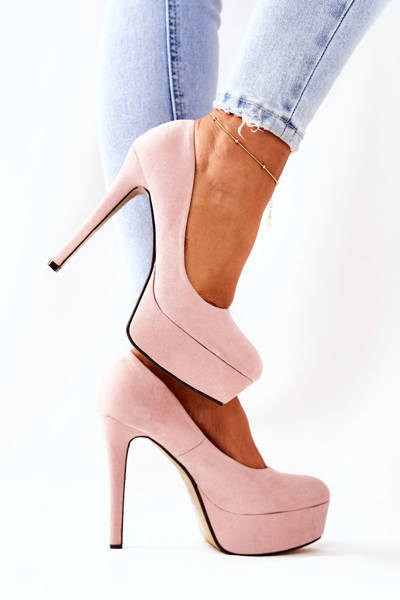 Klasické semišové podpatky na platformě Béžové Silly