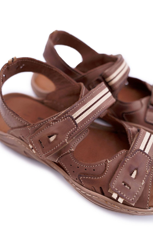 Pánské kožené sandály hnědé Lop