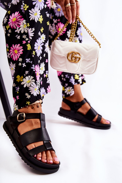 Kožené Sandály Na Platformě Černá Tessy