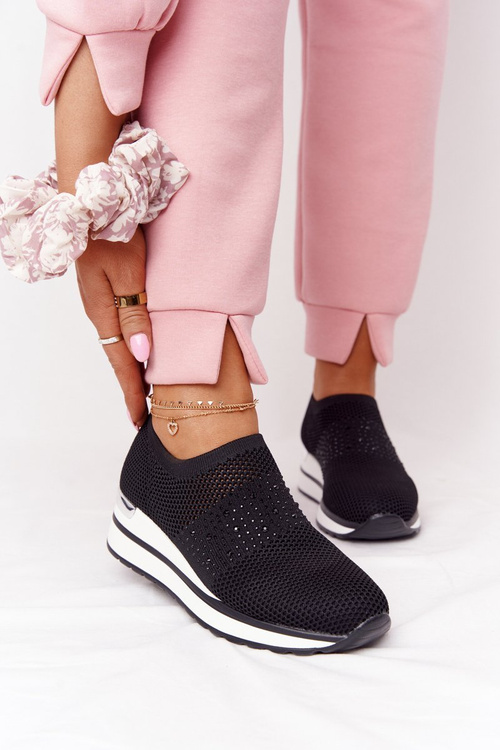 Prolamovane Klínové Tenisky Sneakers Slip-On Černé Sophia