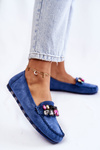 Dámské semišové mokasíny se zdobením modré Janetta
