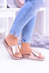 Dámske flip -flops s kamienkami ružové zlato