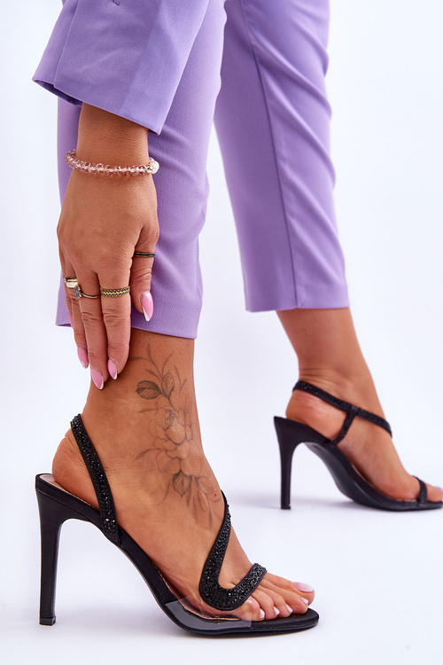 Elegantní nazouvací sandály na vysokém podpatku černé Colima