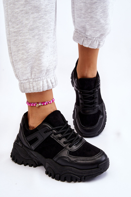 Módne športové topánky čierne frezio